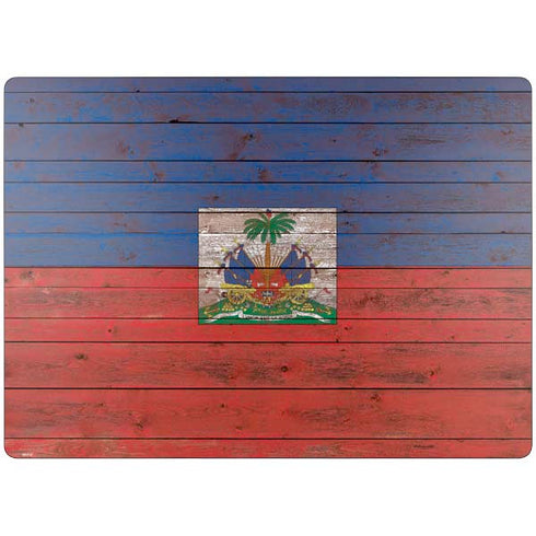 Haiti Flag Dark Wood Surface Laptop 7 13.8in Skin